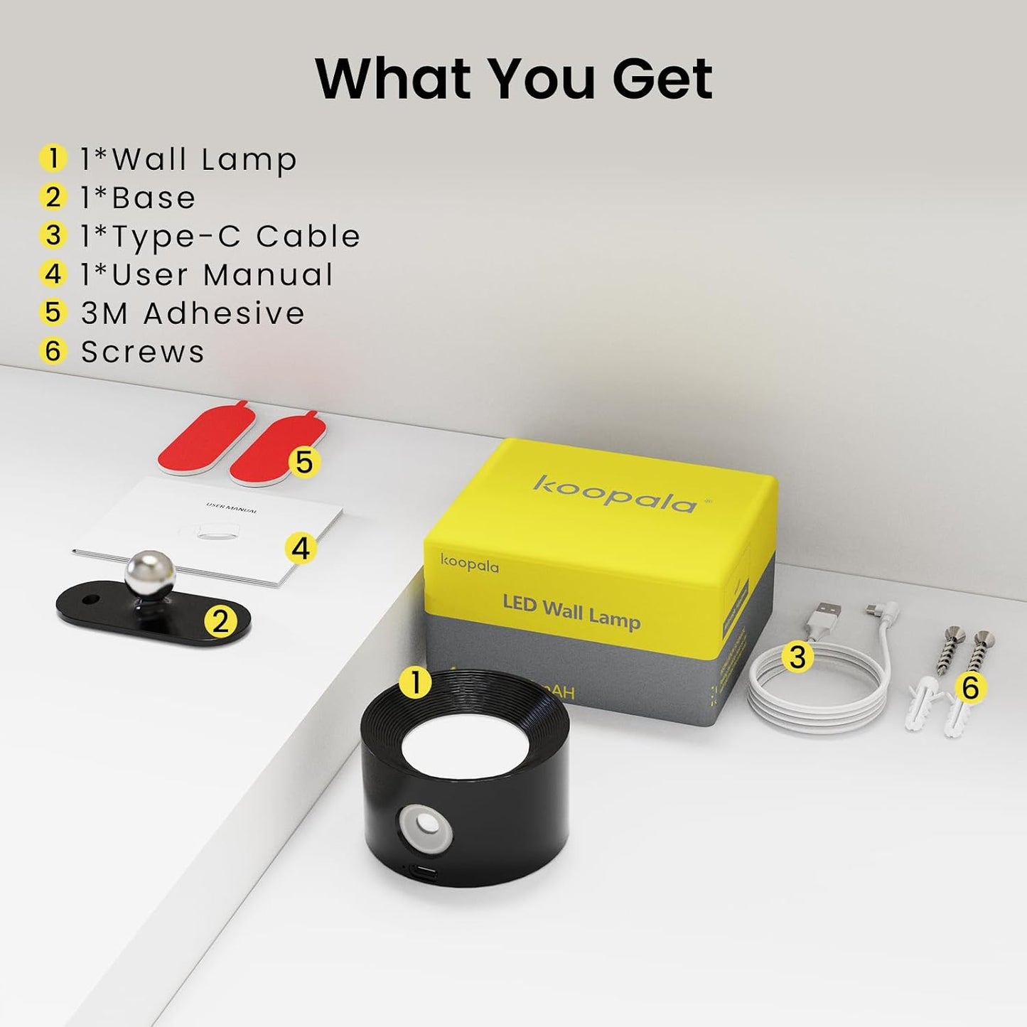 Koopala LED Reading Lights, Wall Mounted Sconces with 3 Color Temperatures & 3 Brightness Levels Rechargeable Battery