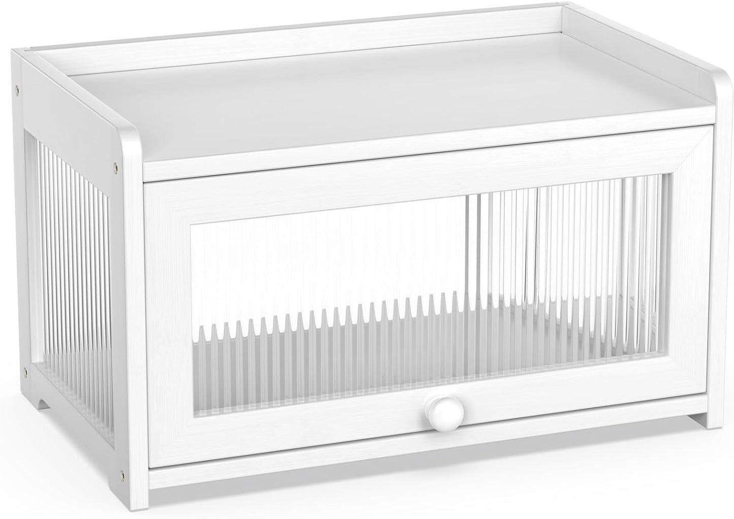 BAMBANG Bamboo Bread Box for Kitchen Countertop, Extra Large Farmhouse Bread Box with 4-Side Clear Panels, Wooden Bread