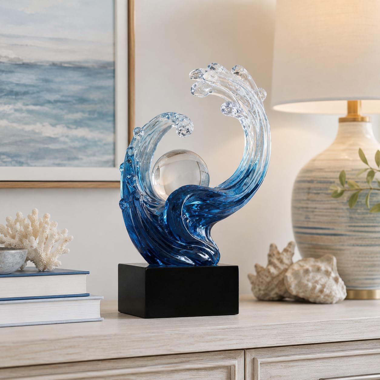 Modern Abstract Decorative Wave Statue / Blue