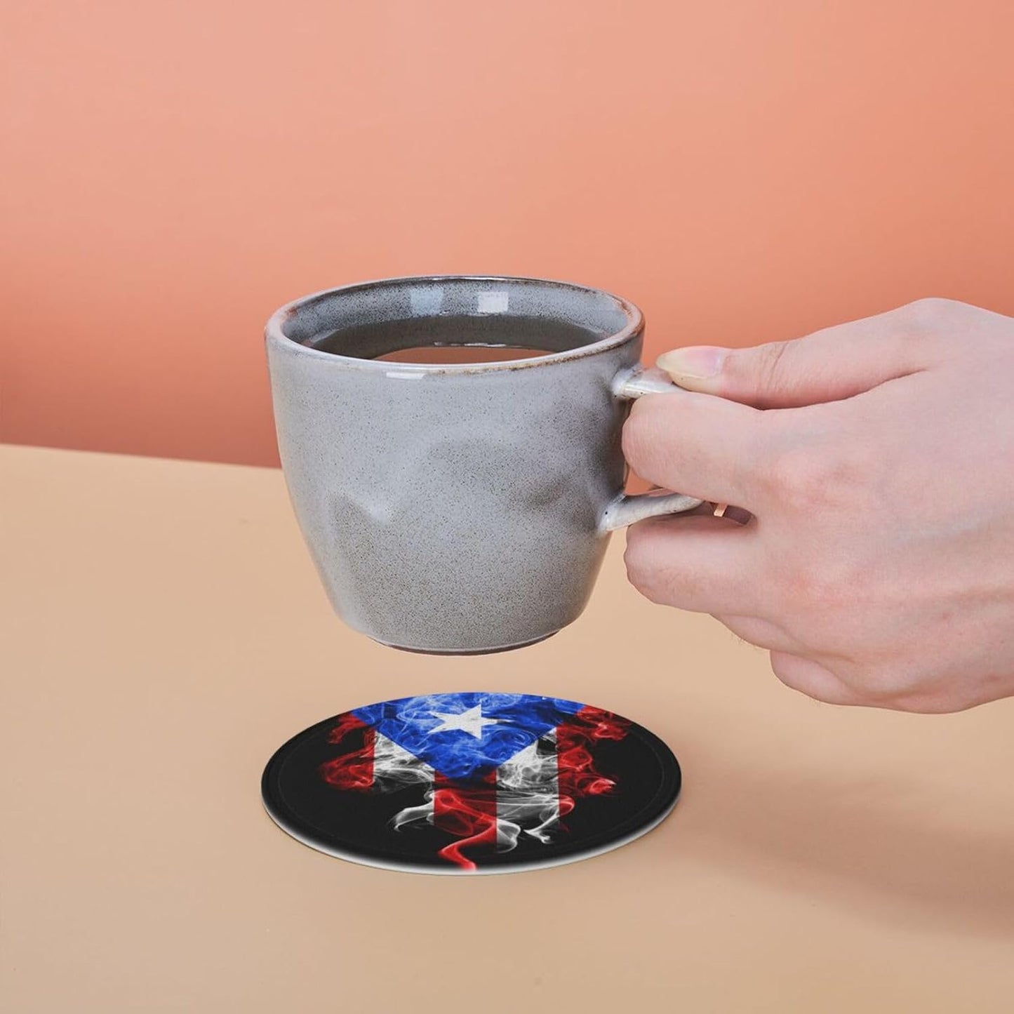 Holder / Coaster for Drinks / Puerto Rico Flag / Set of 6