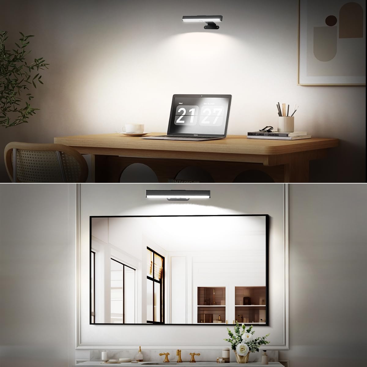 EUIOKUN Wireless Picture Light with Remote,Battery Operated Wall Sconces | 4Pcs Painting Light for Wall