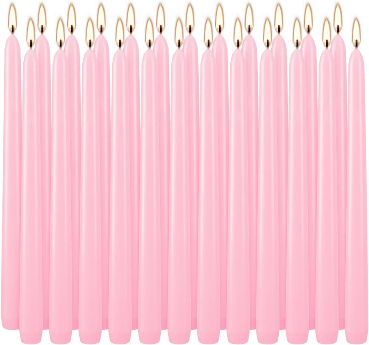 YOROXRG 24 Pack Pink Taper Candles, 7-8 Hours Burn Time, Unscented, Smokeless and Dripless, 0.75 x 10 Inch Dinner Candle Set for Valentine's Day,Household, Wedding, Party and Home Décor Candlesticks
