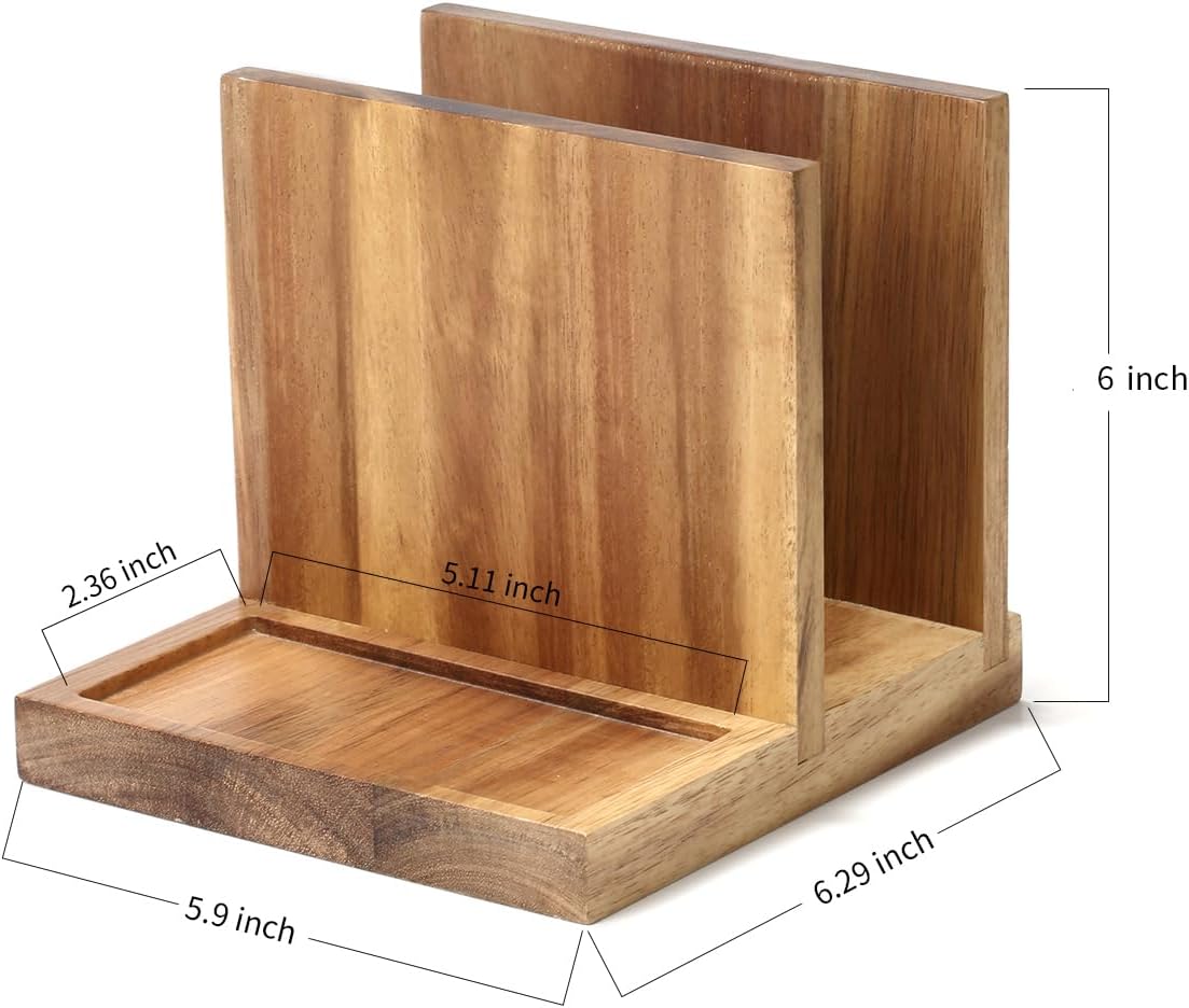 Napkin salt pepper holder Wooden Napkin Holder for Salt and Pepper Shakers Caddy / Natural