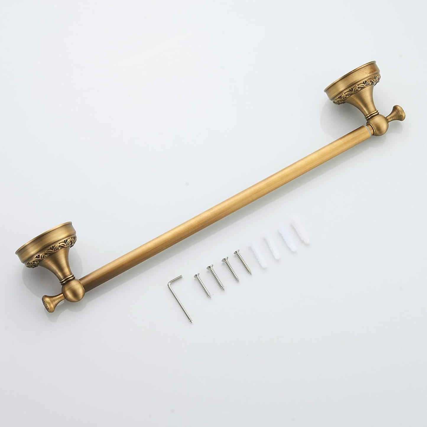 Wall Mounted Bathroom Towel Rack, Towel Bar Adjustable 15.5 to 27.5 Inch Antique Brass Pattern Carving,Brushed Bronze