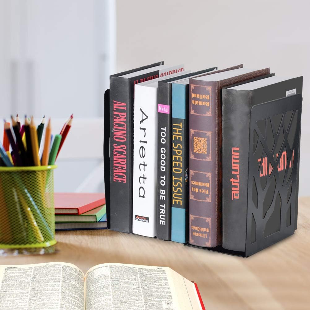 Black Metal Book Shelf Holder Home / Black-3 Pair