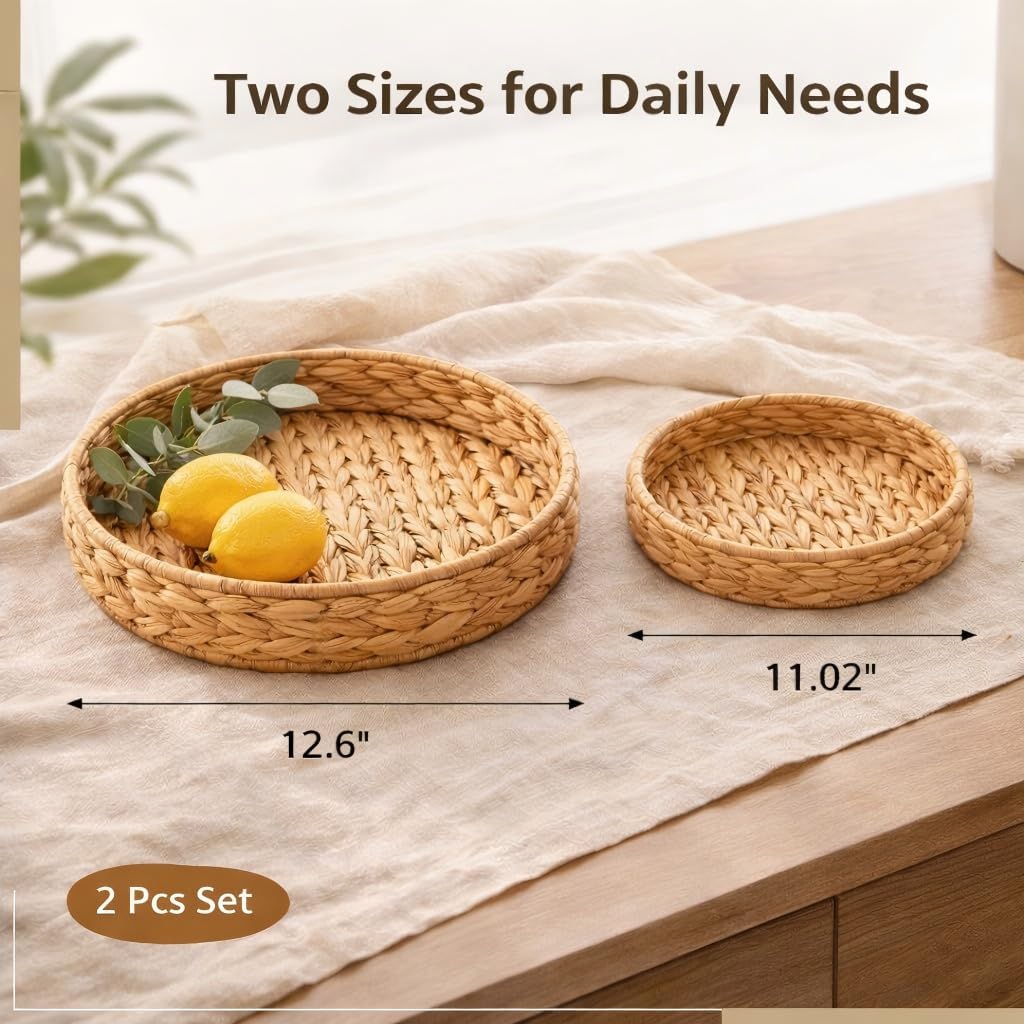 Large Woven Trays / Natural / Set of 2