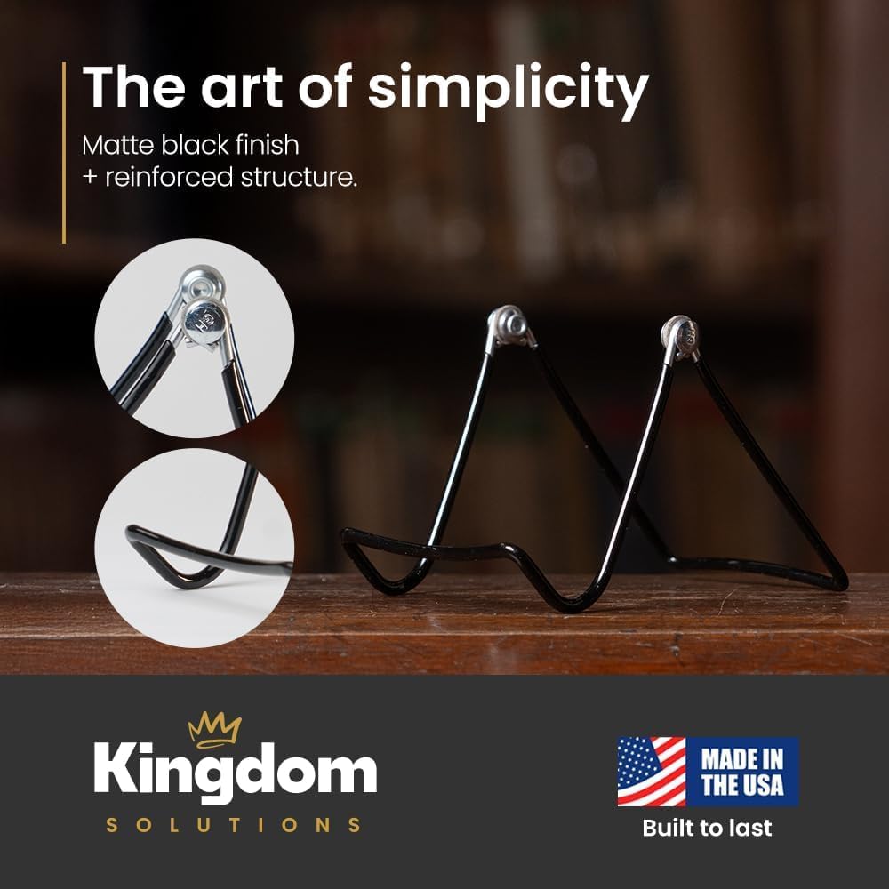 KINGDOM SOLUTIONS - 3.25" Black Metal Display Stand Made in USA - 48 Pack | Holds Plates, Pictures, Photos, Books