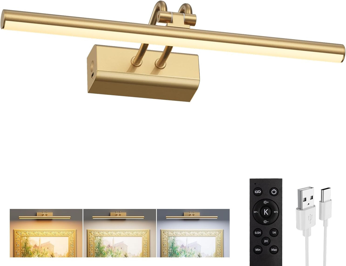 13.8'' Battery Operated Picture Light for Wall, RF Remote Control