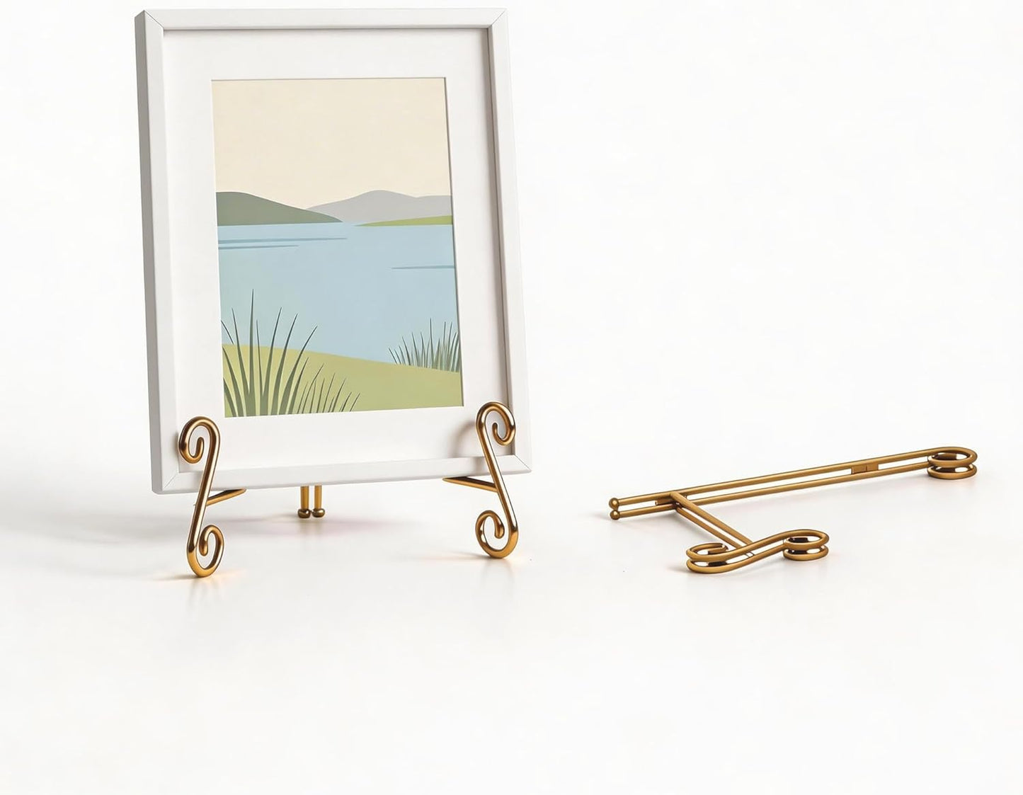 Heavy Duty Metal Plate Holder Easel / Gold 12 Inch / Set of 2