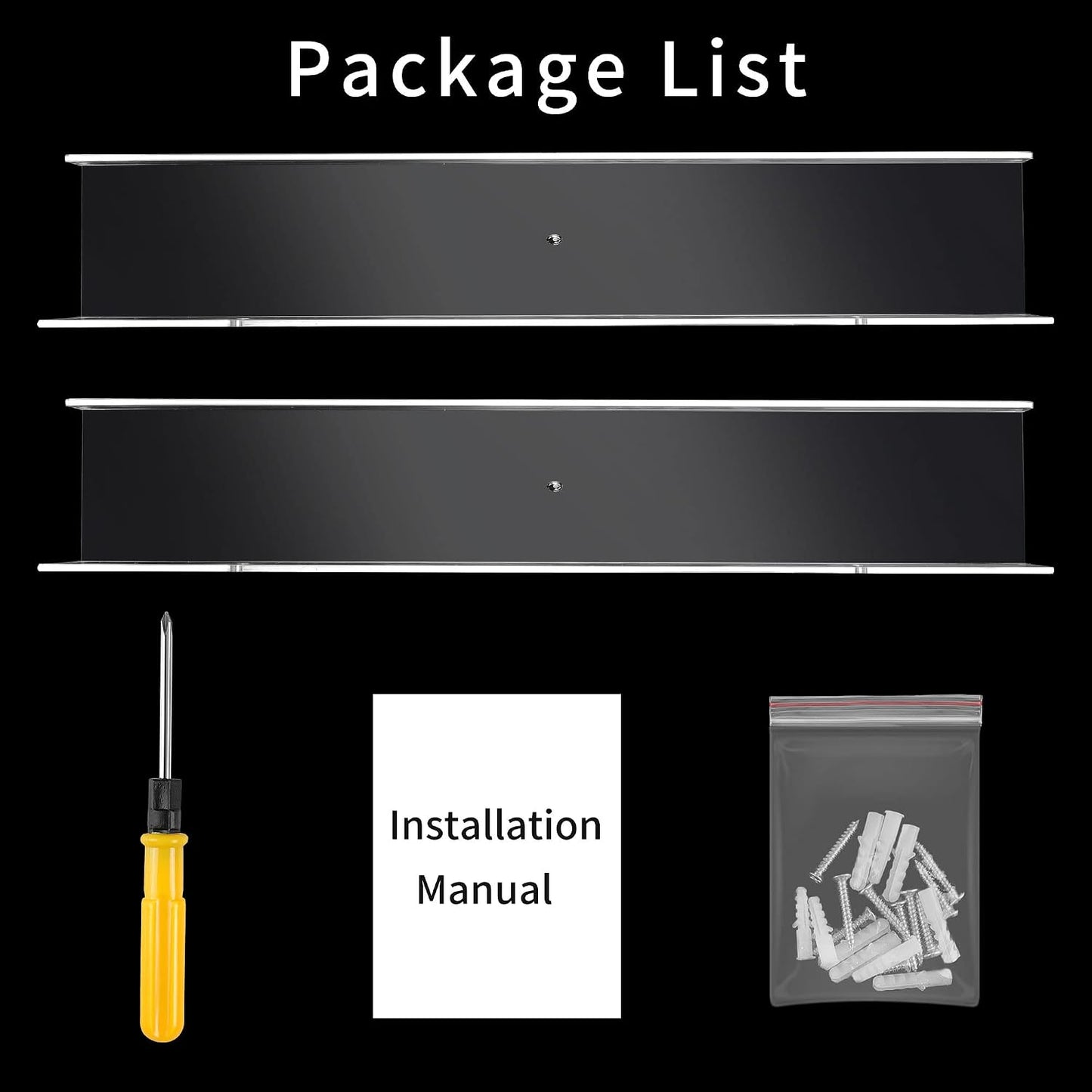 Febwind 24-Inch Long Clear Acrylic Floating Shelves - U Shape Wall Shelf for Book Display, Makeup, Spice Organizer - 2