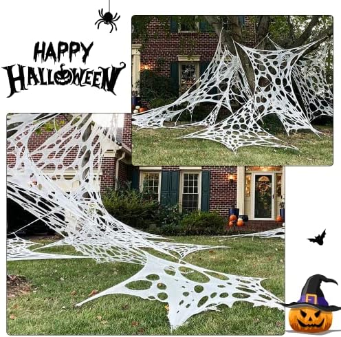 DAZONGE 2-Pack Stretchy Spider Web Halloween Decorations Outdoor