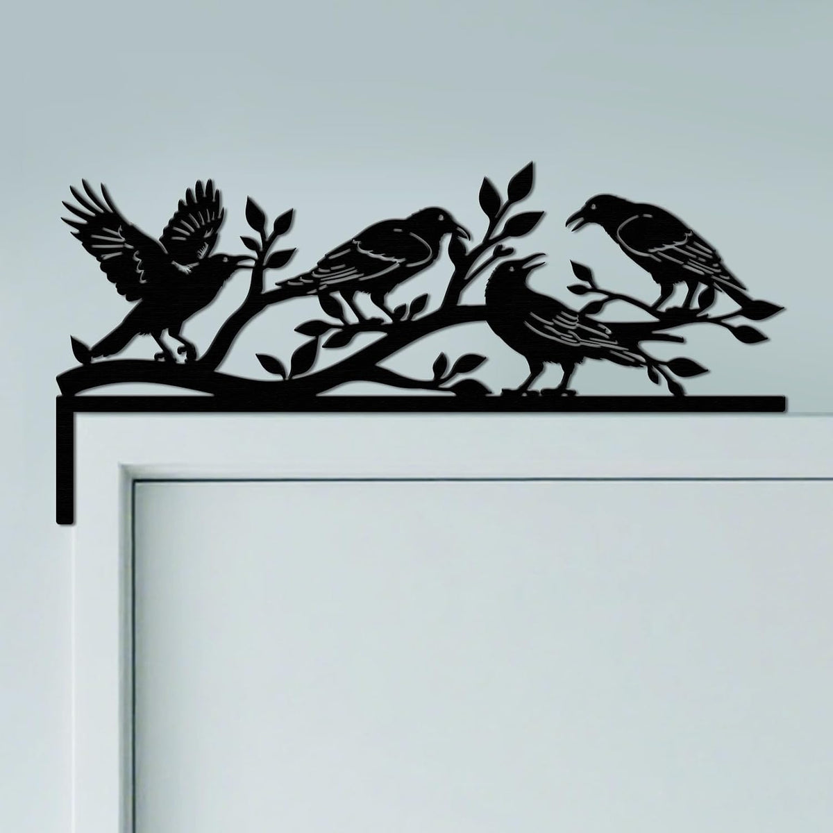 CUTHOLLOW Crow and Branch Door Topper Sign Metal Wall Art Decor