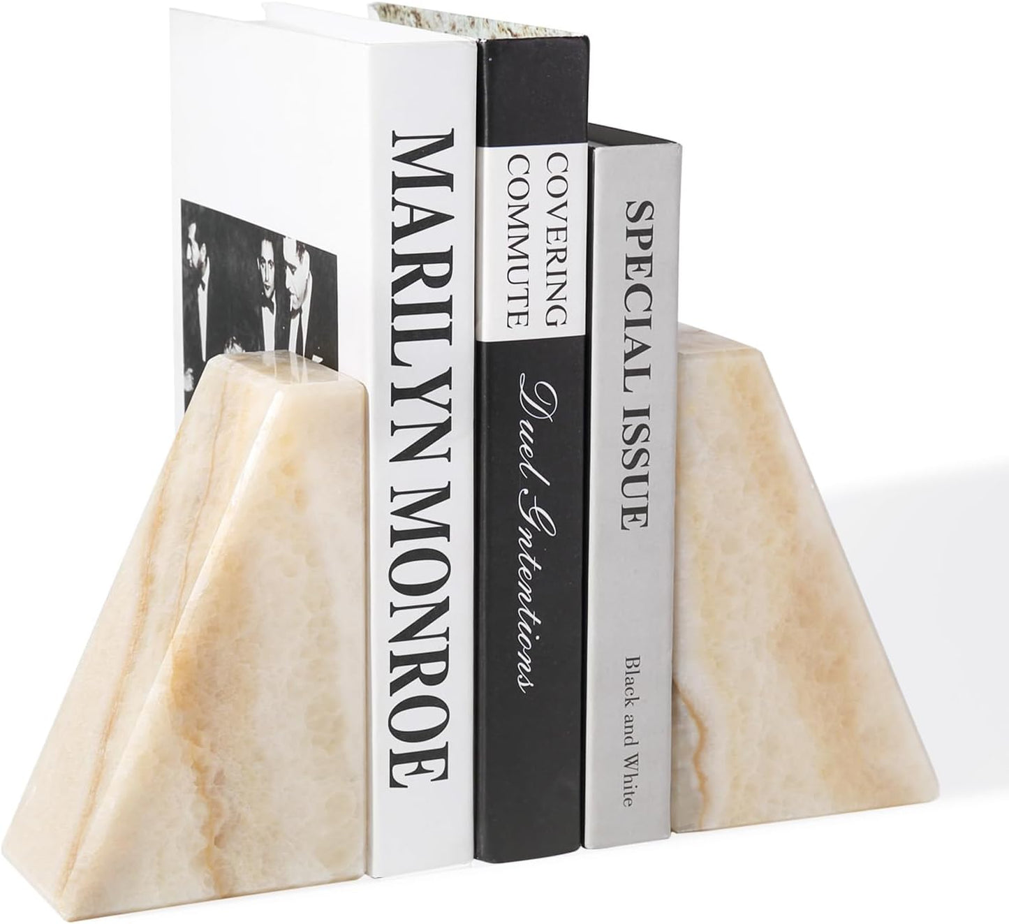 Marble Bookends / Large Bookends for Heavy Books / Trapezoid-navona