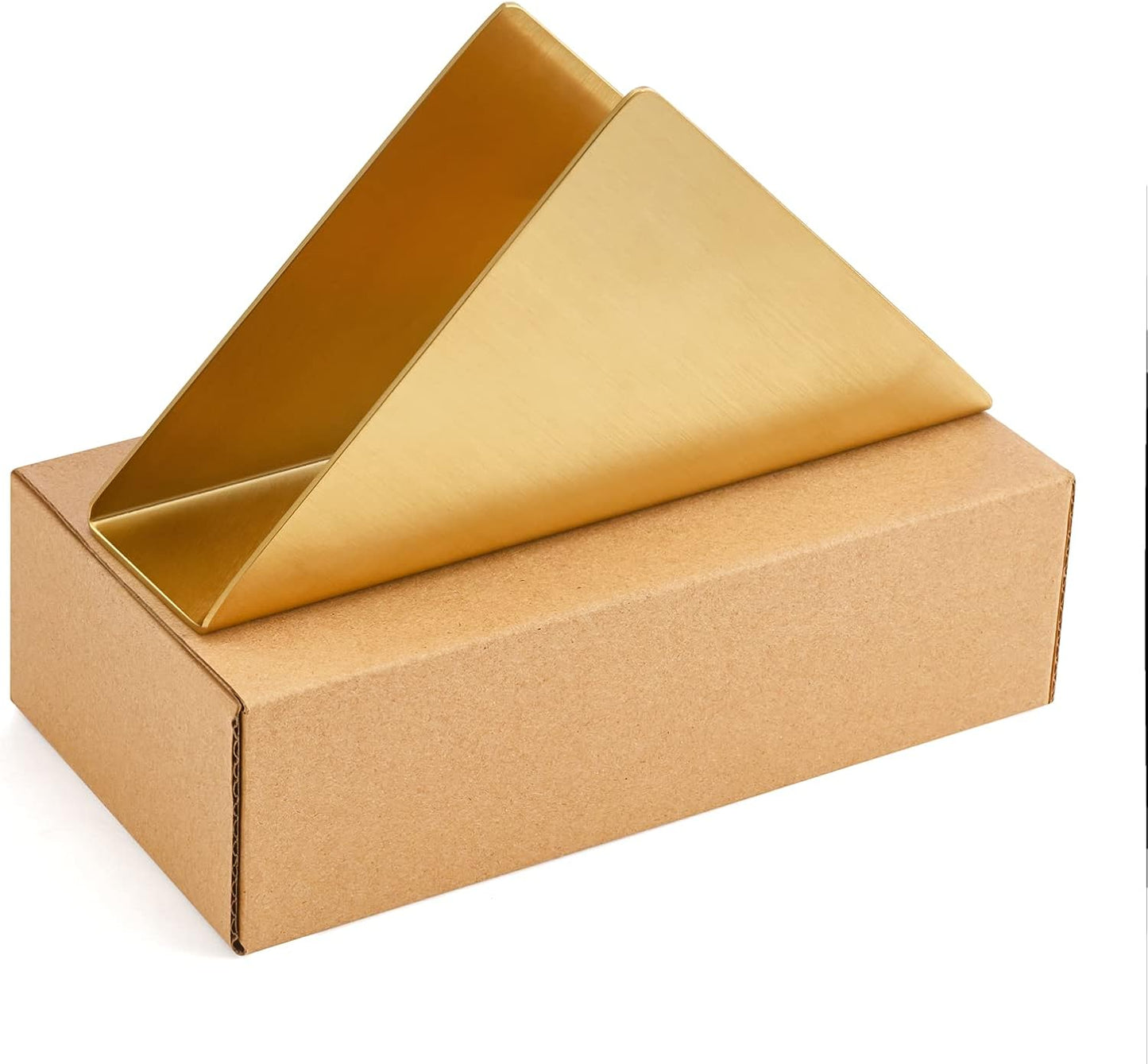Modern Triangle Cocktail Napkin Dispenser Organizer / Gold