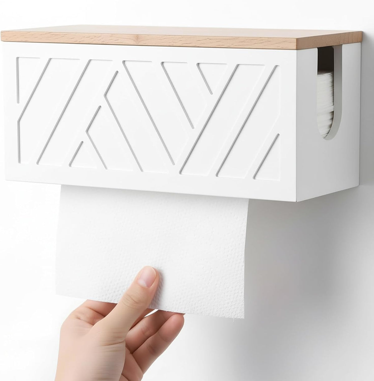 Paper Towel Dispenser Wall Mount Paper Towel Holder with Lid Solid Wood Commercial C-Fold, Z-Fold Hand Papers Towels