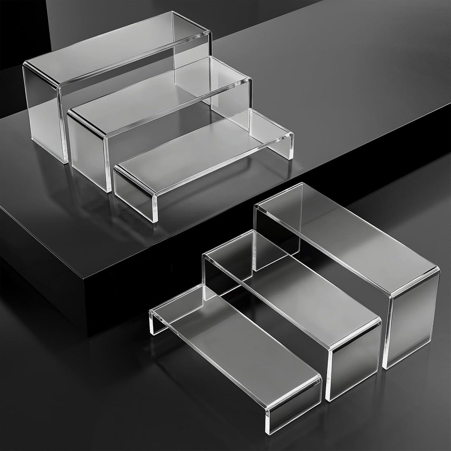 Rectangle Display Stand for Figures / Transparent / Set of 6