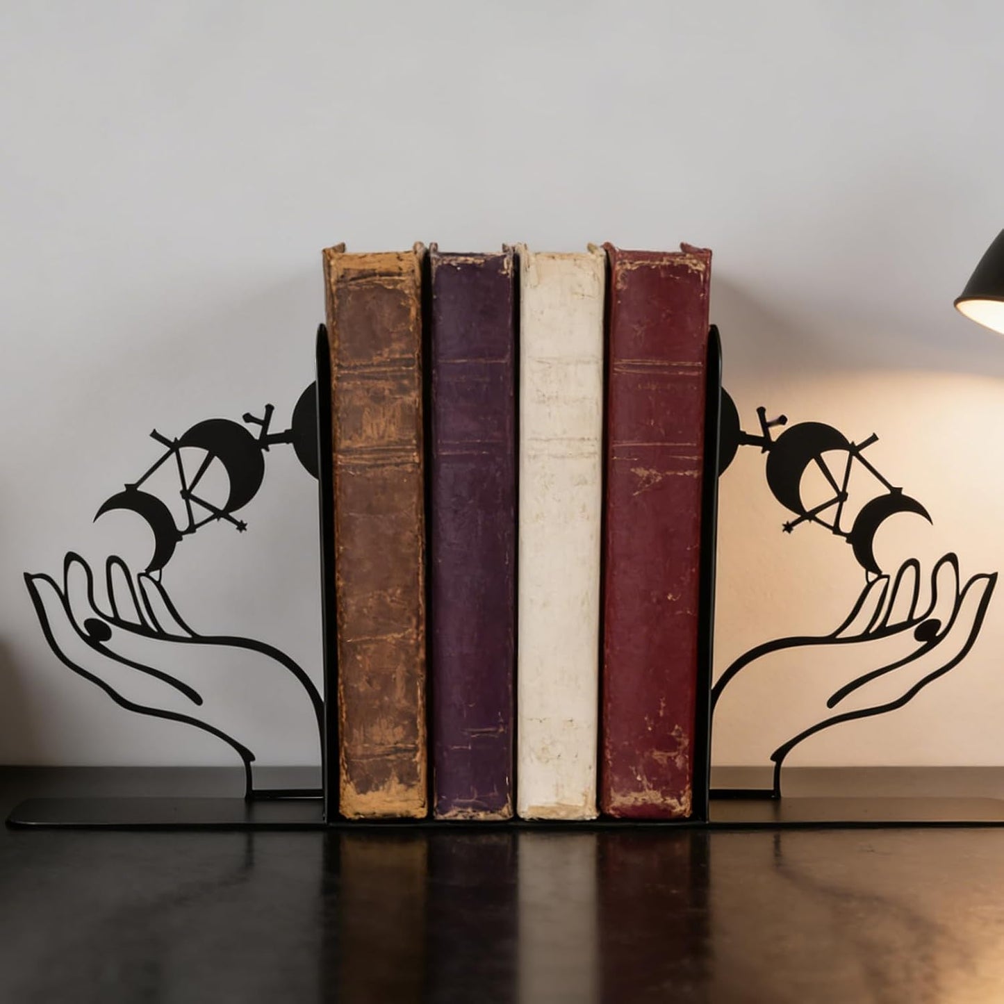 Metal Moon Phases Bookends Heavy Duty Gothic Book Ends