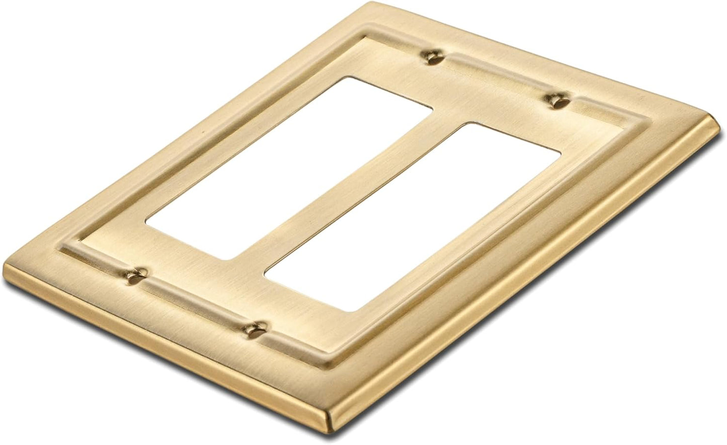 Monarch Abode Rocker Light Switch Cover Plate – 2-Gang Brushed Gold Decorator Wall Plates, Architectural Decorative
