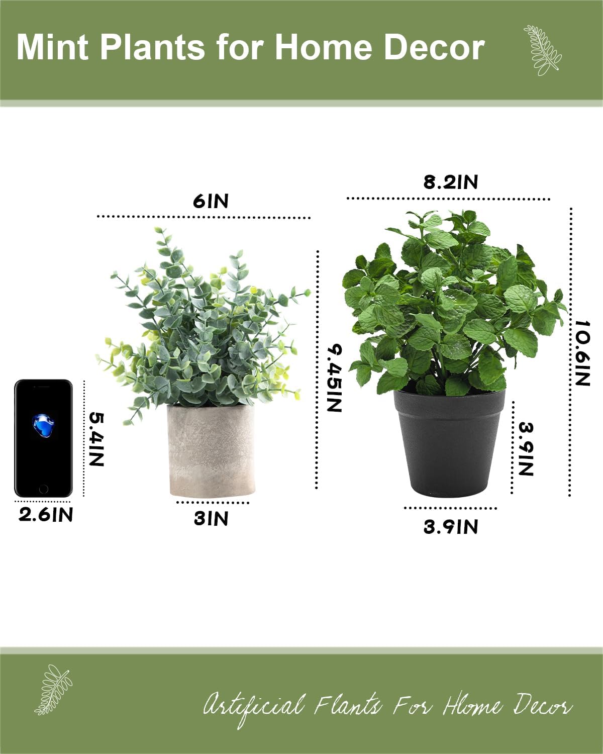 Small Fake Plants Artificial Potted Plants / Mint