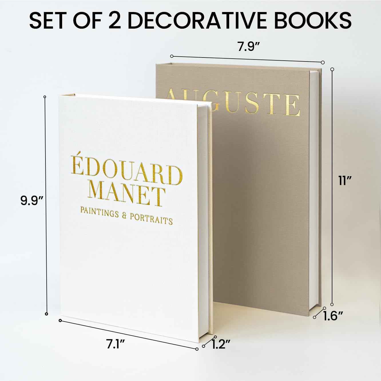 Aesthetic Decorative Books / Manet Griege-white / Set of 2