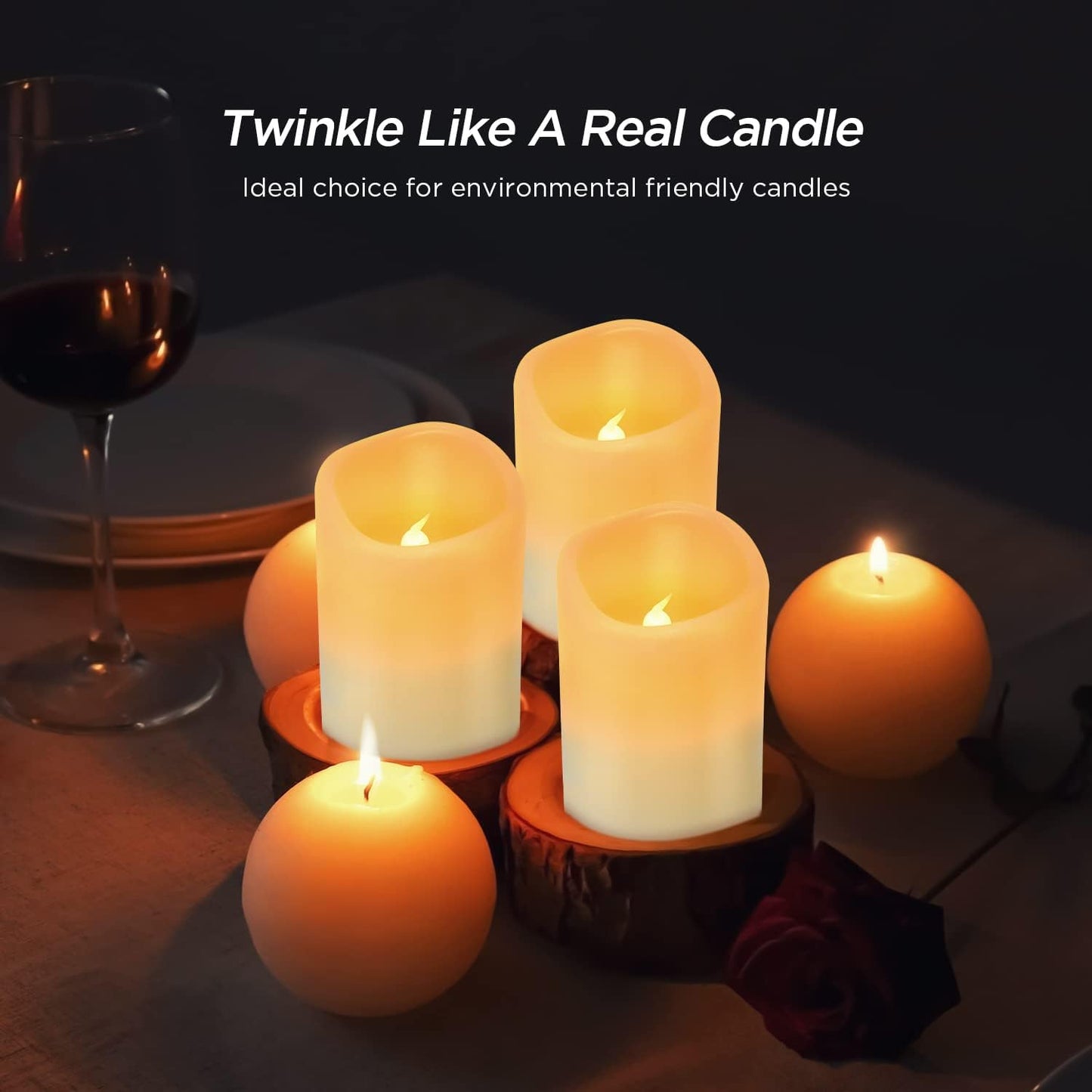 Hausware Flameless Candles Battery Operated Candles Set of 12 (D: 3" x H: 4") Real Wax Pillar Flickering Candles LED