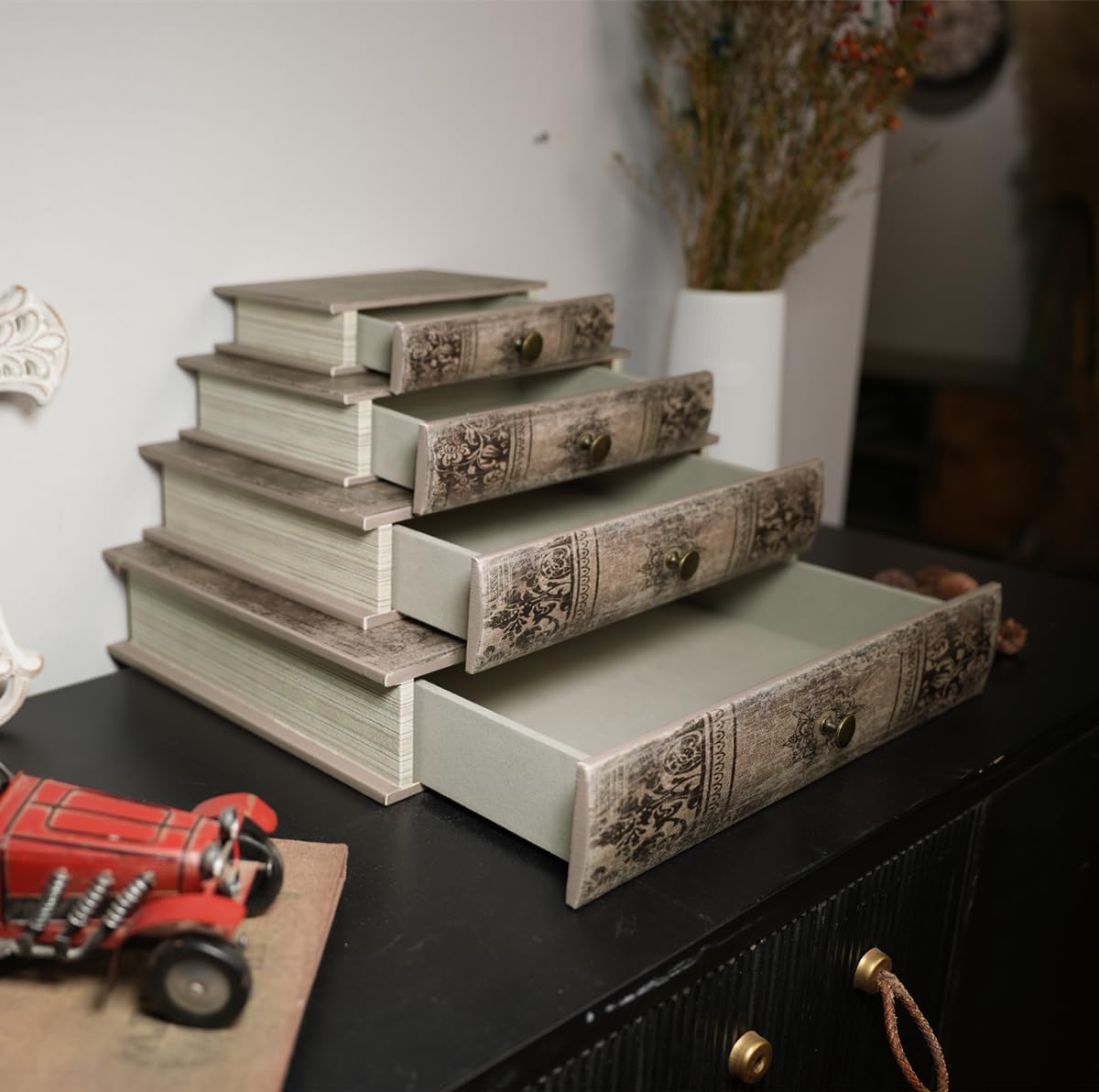 Vintage Book-Shaped Storage Box / S / Distressed Vintage Brown