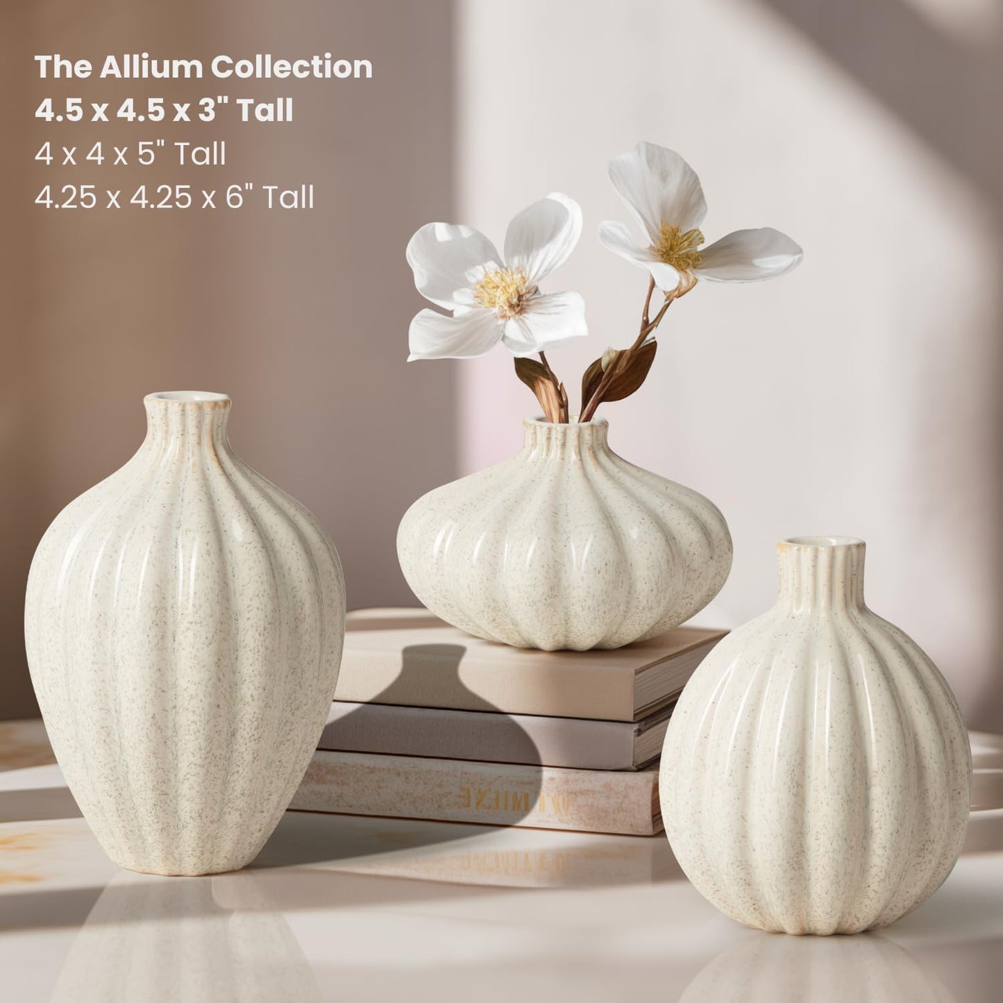 Allium Reactive Glaze Ceramic Bud Vase / Reactive White Glaze / 3-inch / 3 Inch