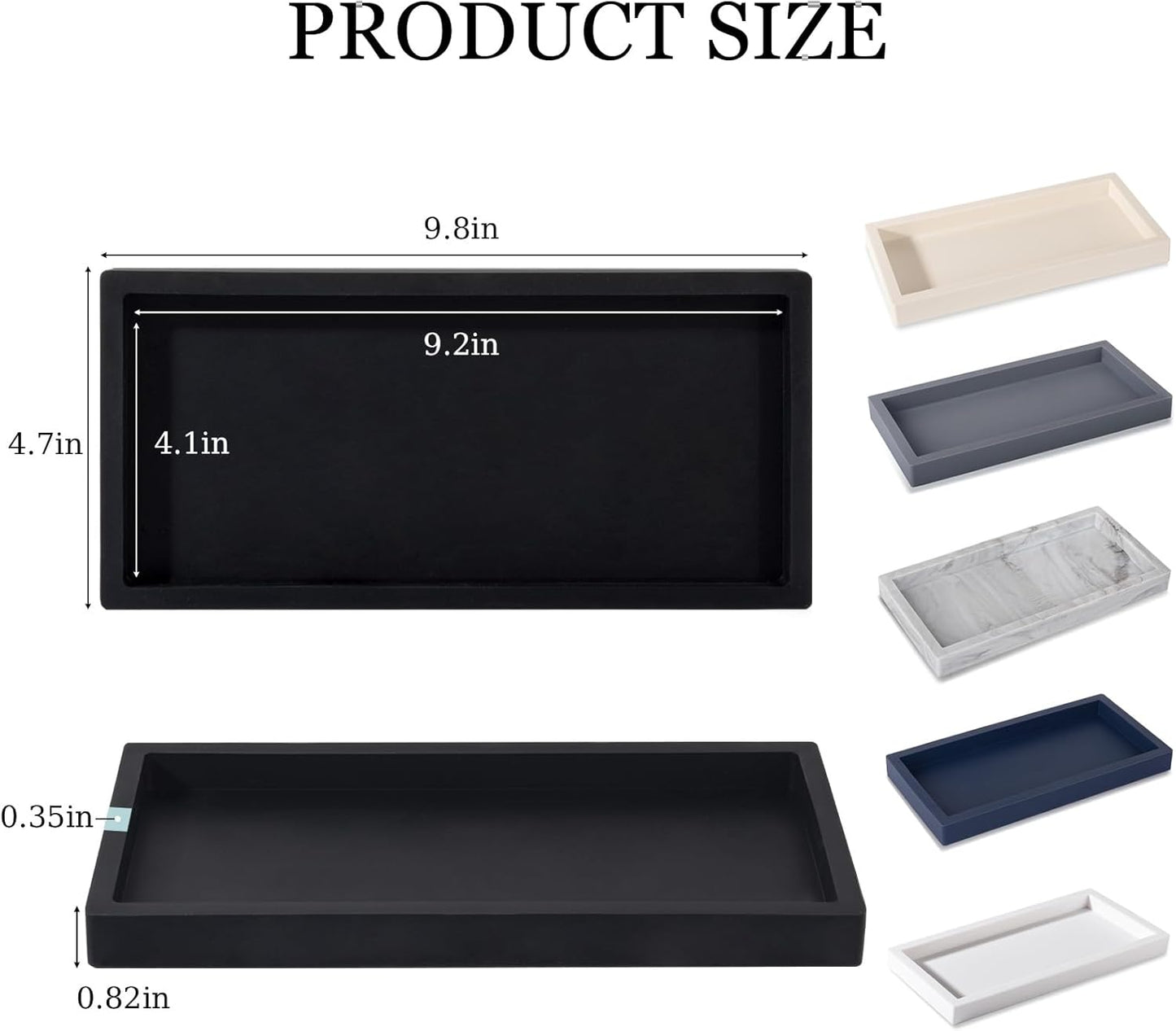 Slicone Vanity Trays / Black / 9.8 x 4.7