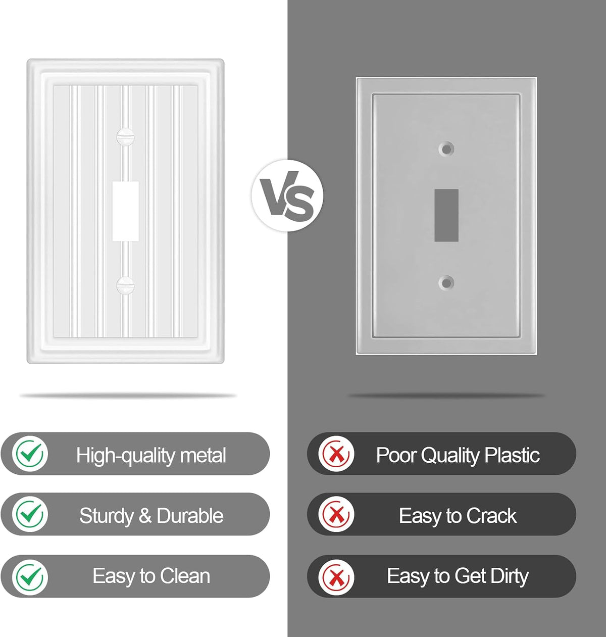 Metal 1 Gang Wall Plate Cover Toggle Switch Plate Off White 6 Pack | Decorative Switch Plates Outlet Cover, Light