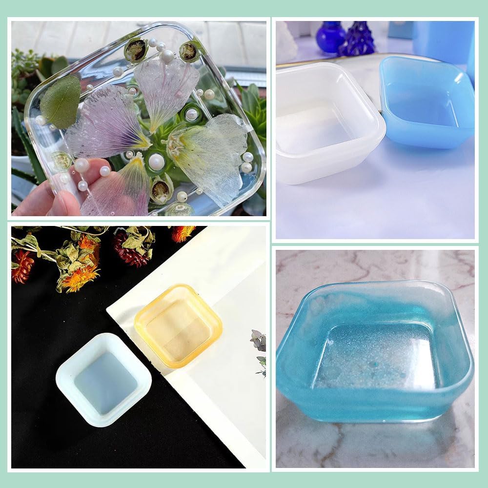 Square Shape Silicone Jewelry Tray Molds Mini Bowl Silicone Mold Decorative Dish / Set of 4