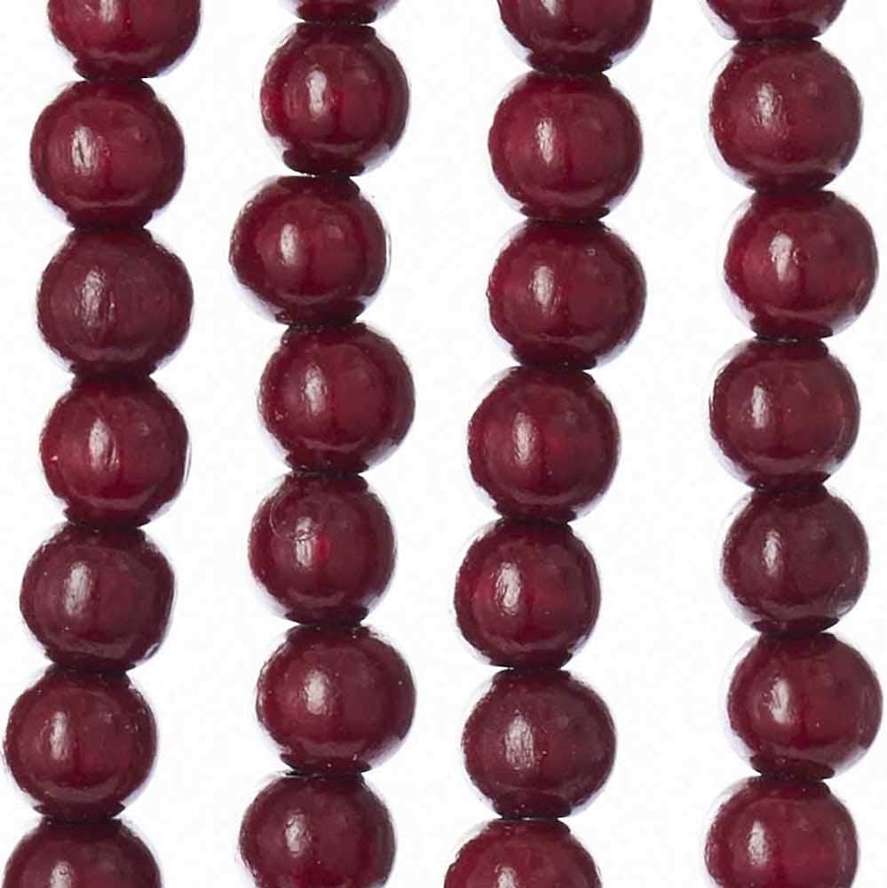 9-Foot Wood Beaded Burgundy Garland