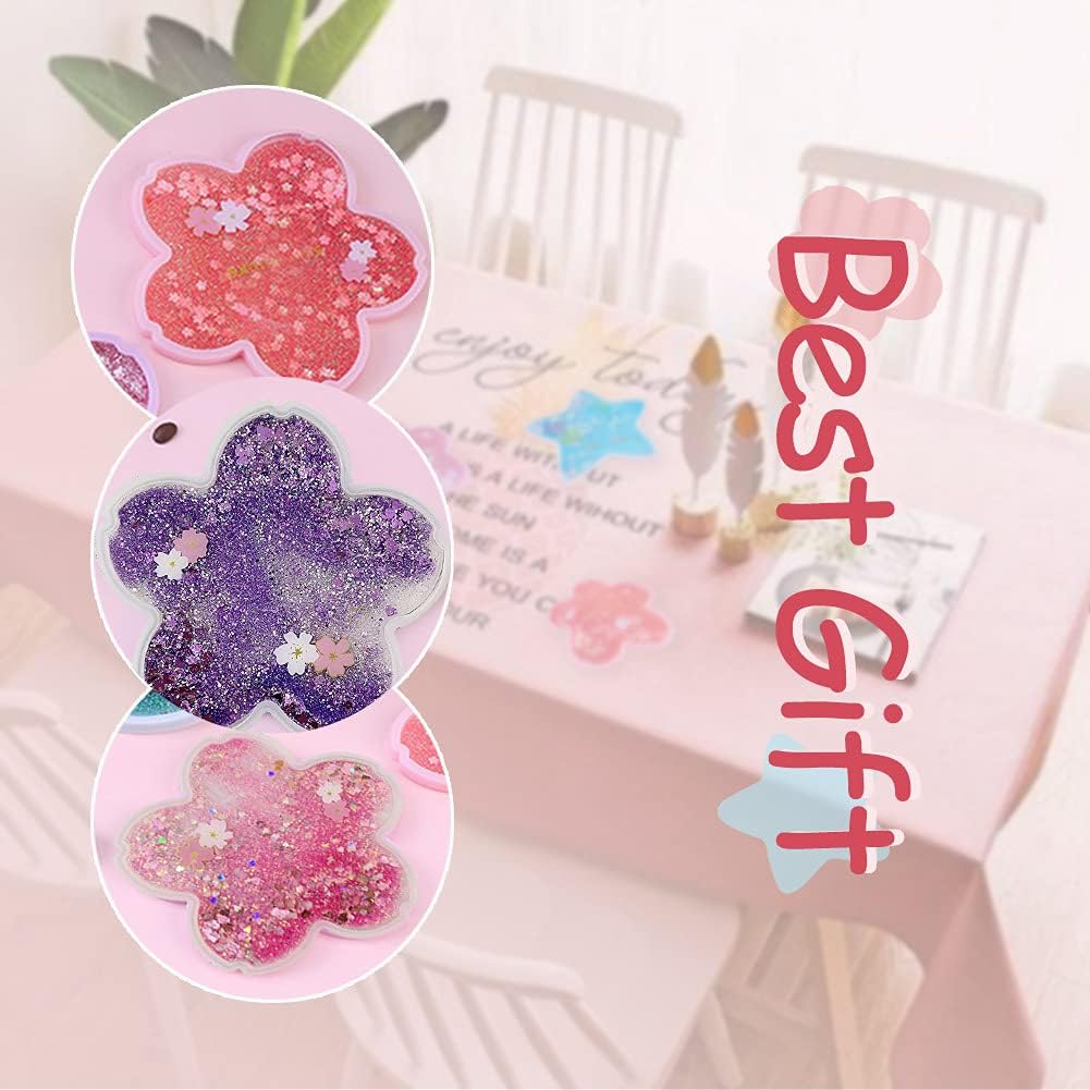 Funny Drink Coasters Sakura Quicksand Coaster Silicone Tea Cup Mats Coffee / Purple / Set of 2