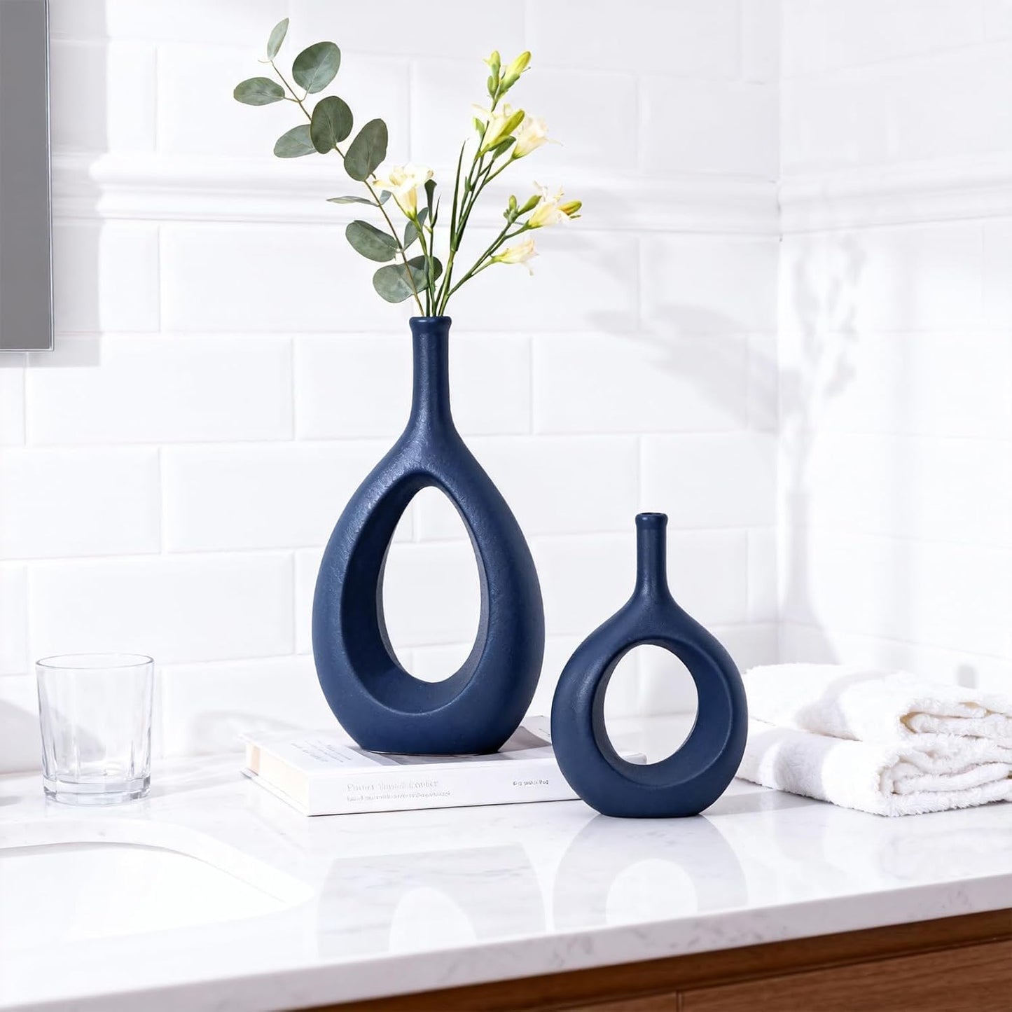 Boho Circle Vase / Navy Blue / Set of 2