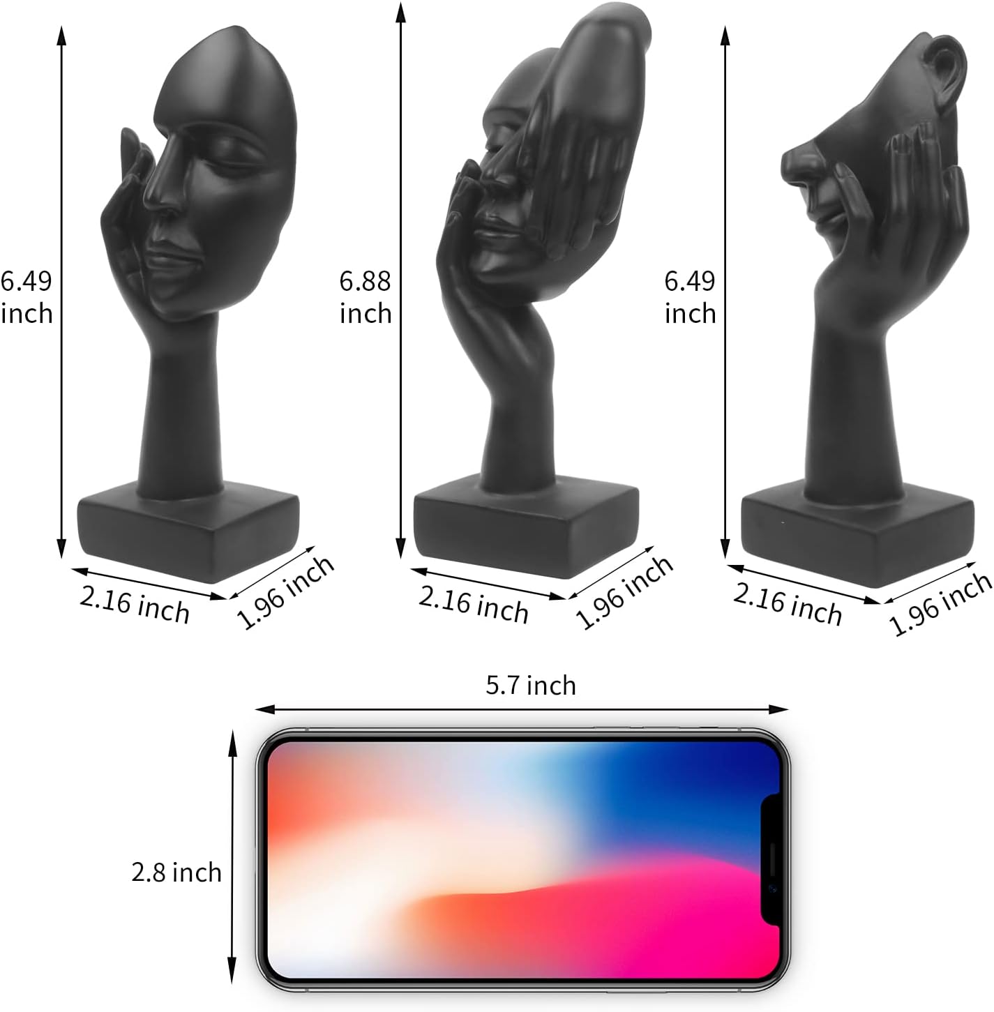 Thinker Statue / Collectible Figurines / Black-2 / Set of 3