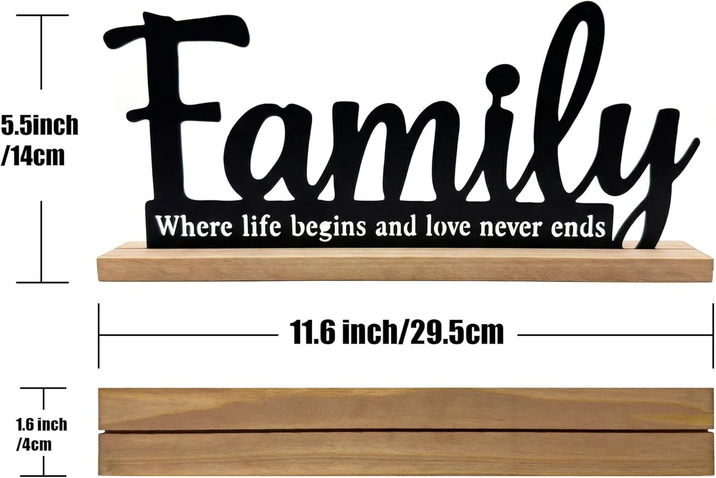 Metal Family Sign for Tabletop Decor / Black-family / 11.6 Inch