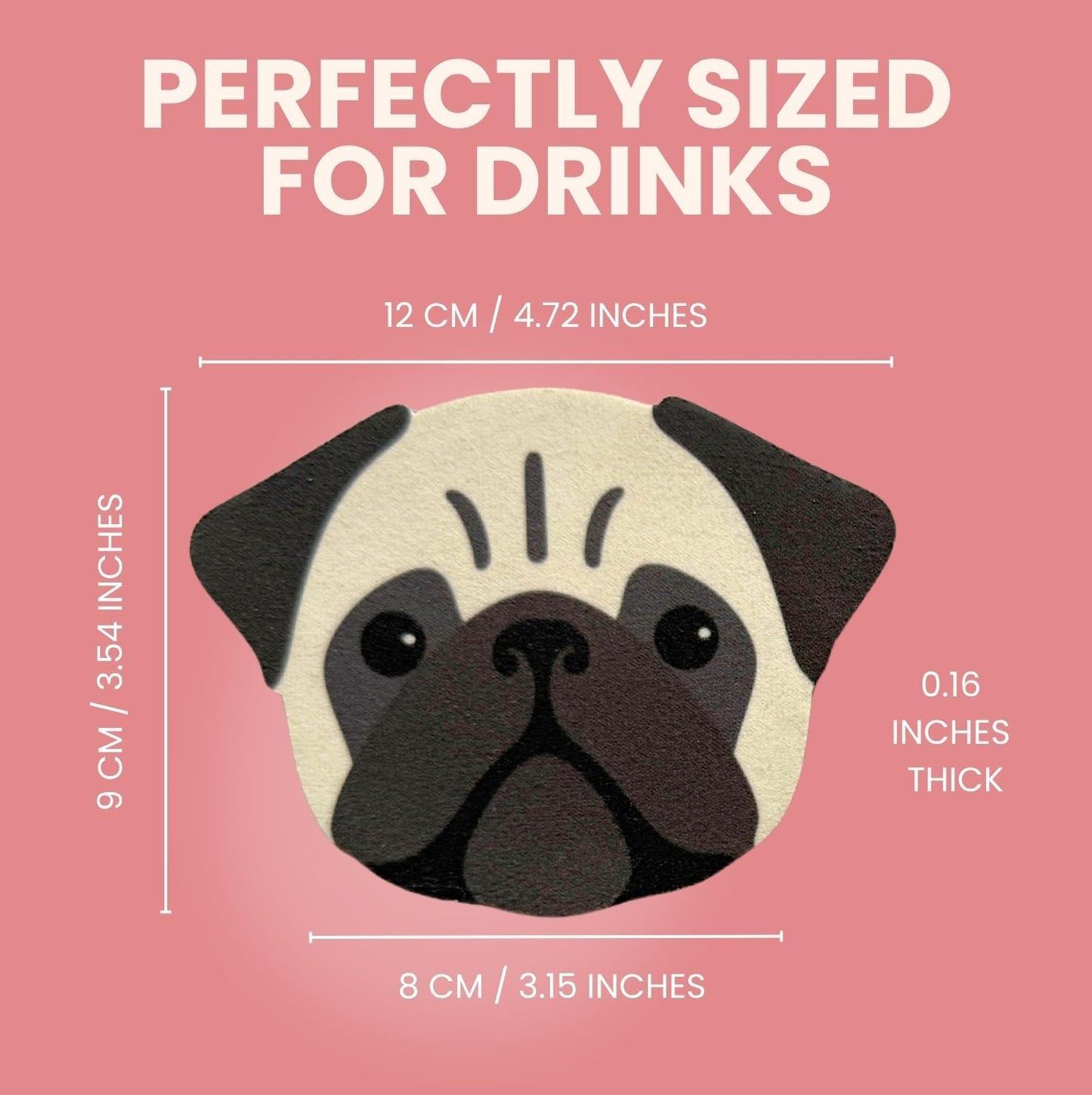 Dog Shaped Drink Coaster Pack Made from Durable Rubber / Set of 4