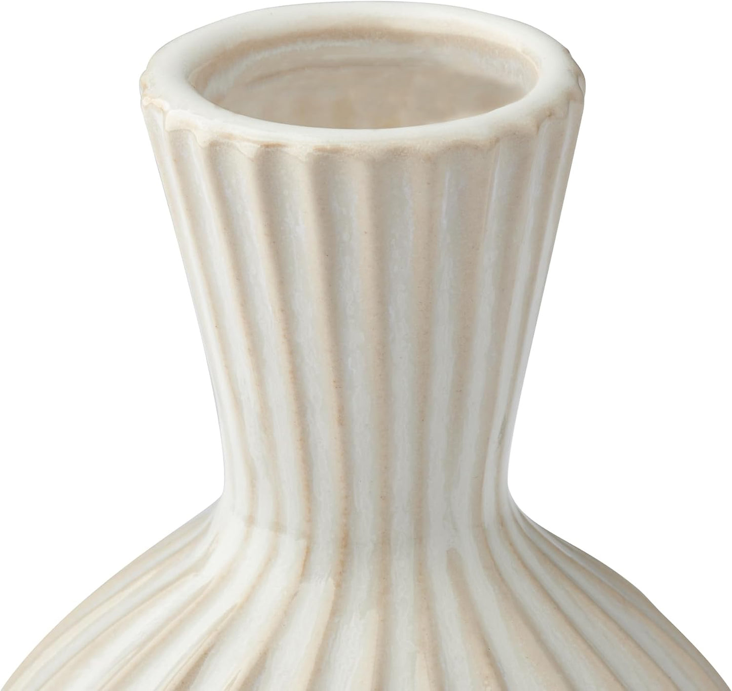 4" Ribbed Ceramic Bud Vase for Flowers / 4.5-inch / White / 4.5 Inch
