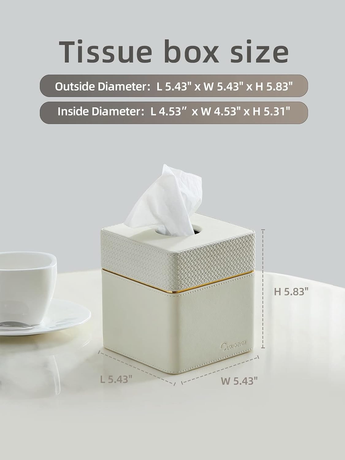 Modern PU Leather Decorative Tissue Cube Holder Organizer-Woven White / 1-woven White