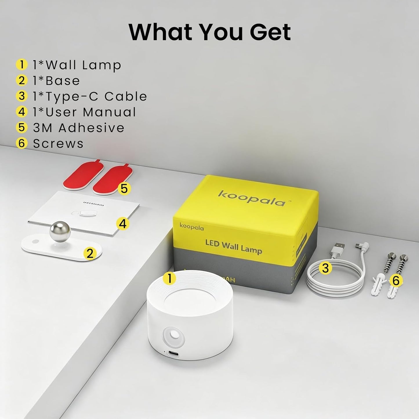 Koopala LED Wall Sconces, Wall Mounted Lamps with Rechargeable Battery Operated Dim 3 Brightness Removable Charging