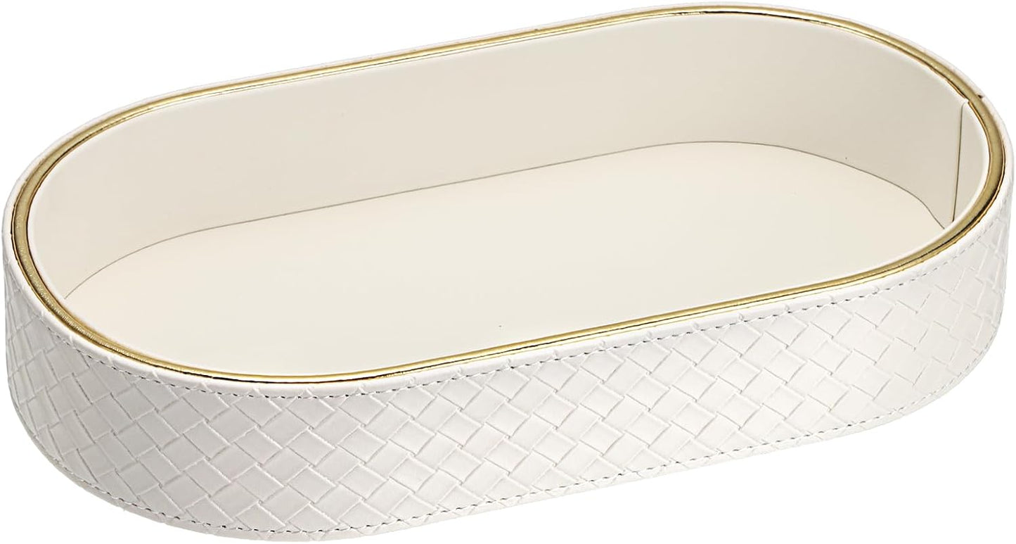 PU Leather Valet Tray / 11 x 5.9 x 2 / White