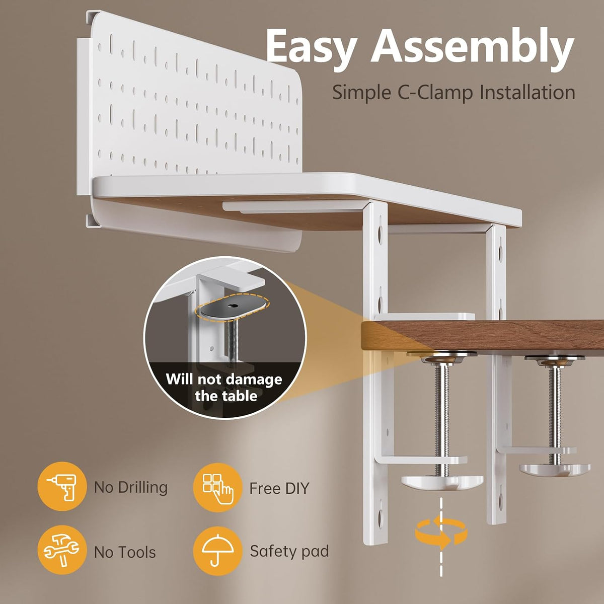 Clamp on Desk Extender Shelf, 22" Desk Riser with Pegboard | Heavy-Duty Side/Top Desk Organizer Shelf for Office