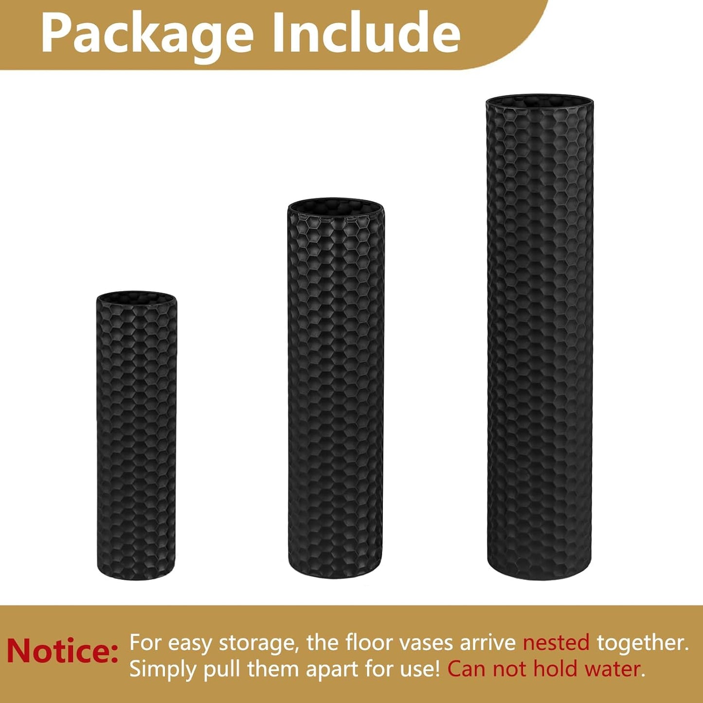 Extra Large Metal Decorative Vases / Black / Set of 3