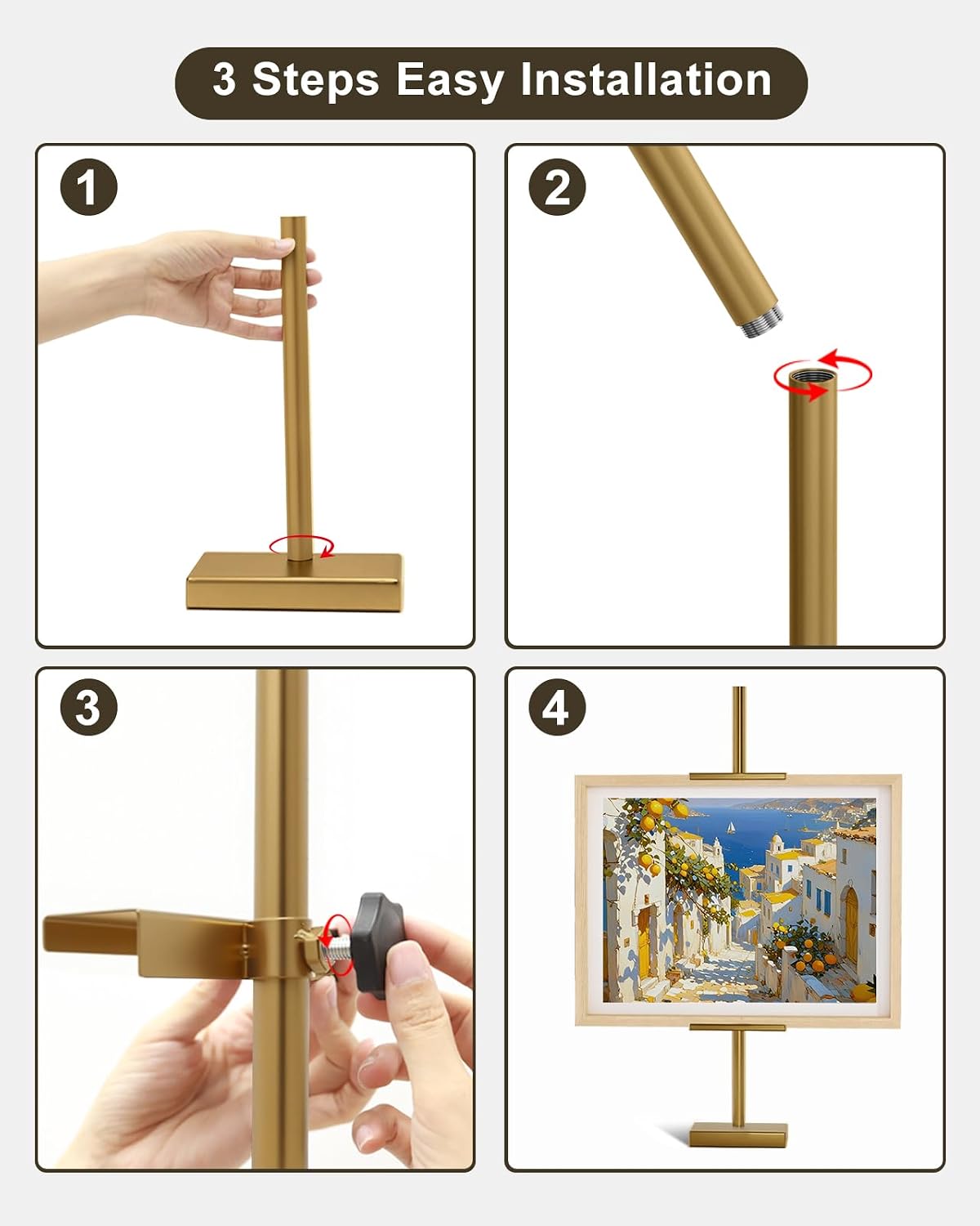 Adjustable Tabletop Easel Stand, Picture Easels for Display Up to 29" H, Metal Picture Frame Holder Stand Table for