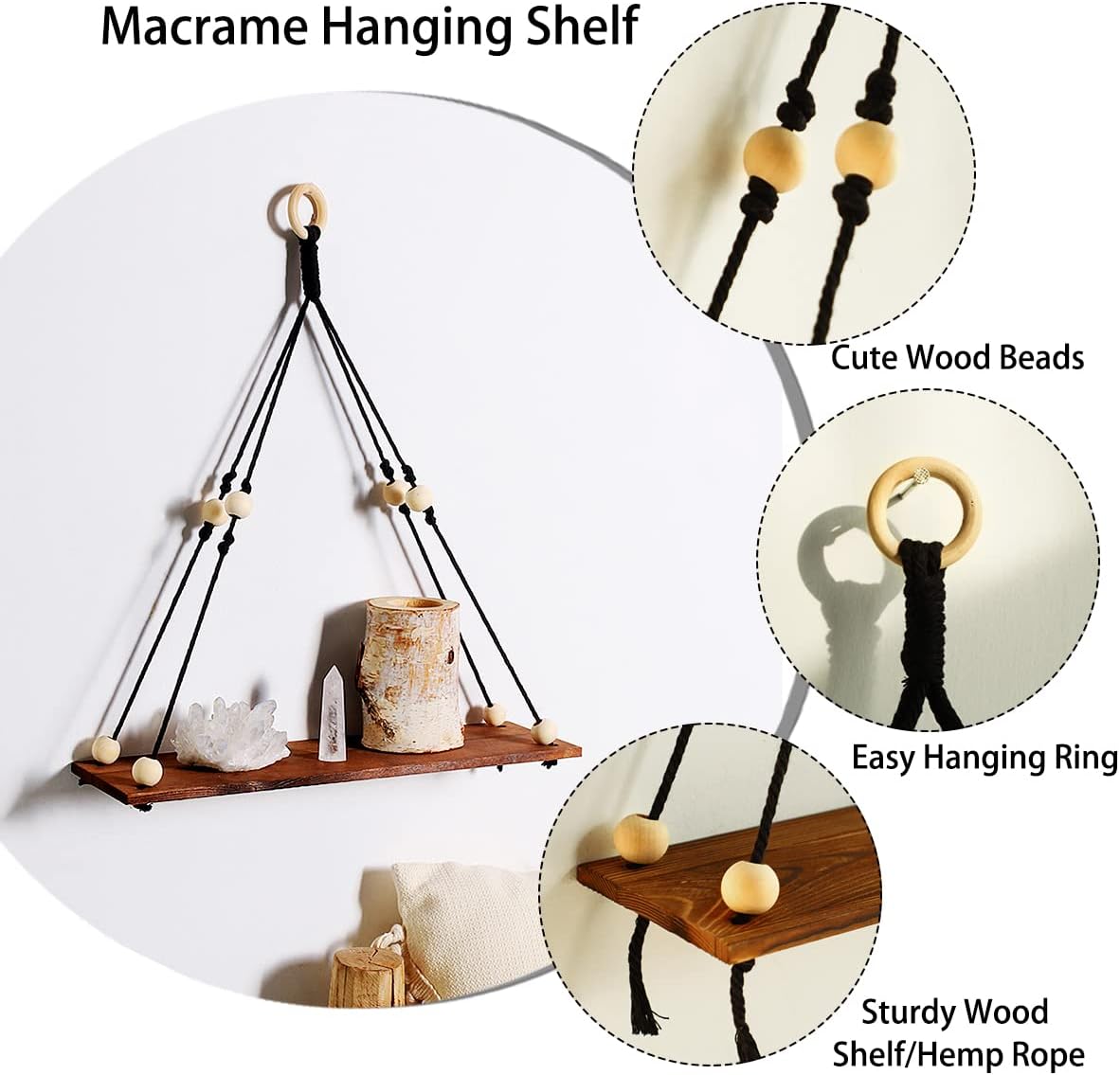 Wooden Wall Hanging Shelves / Black Simplicity / Set of 2