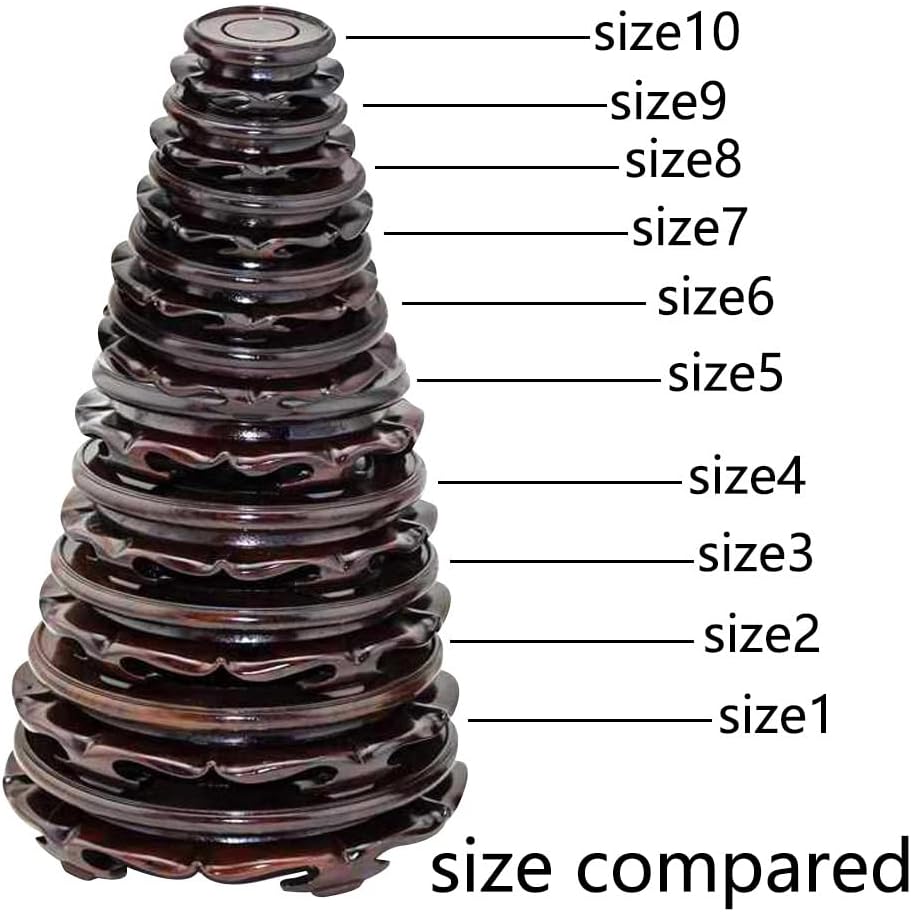 Oriental Furniture Wooden Display Stand Base Lotus Pedestal Vase Base / 4.37 x 1.38 / Size6 / Black