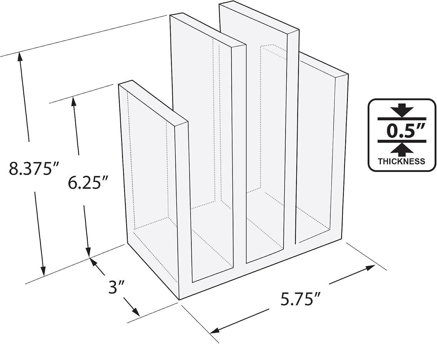 255035 Acrylic Bookend and Desk File Sorter / 2-pack / Clear / Set of 2