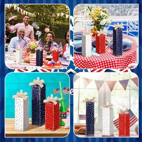 Redbaker 3 Pcs 4th of July Table Decor Patriotic Red White Blue Centerpiece