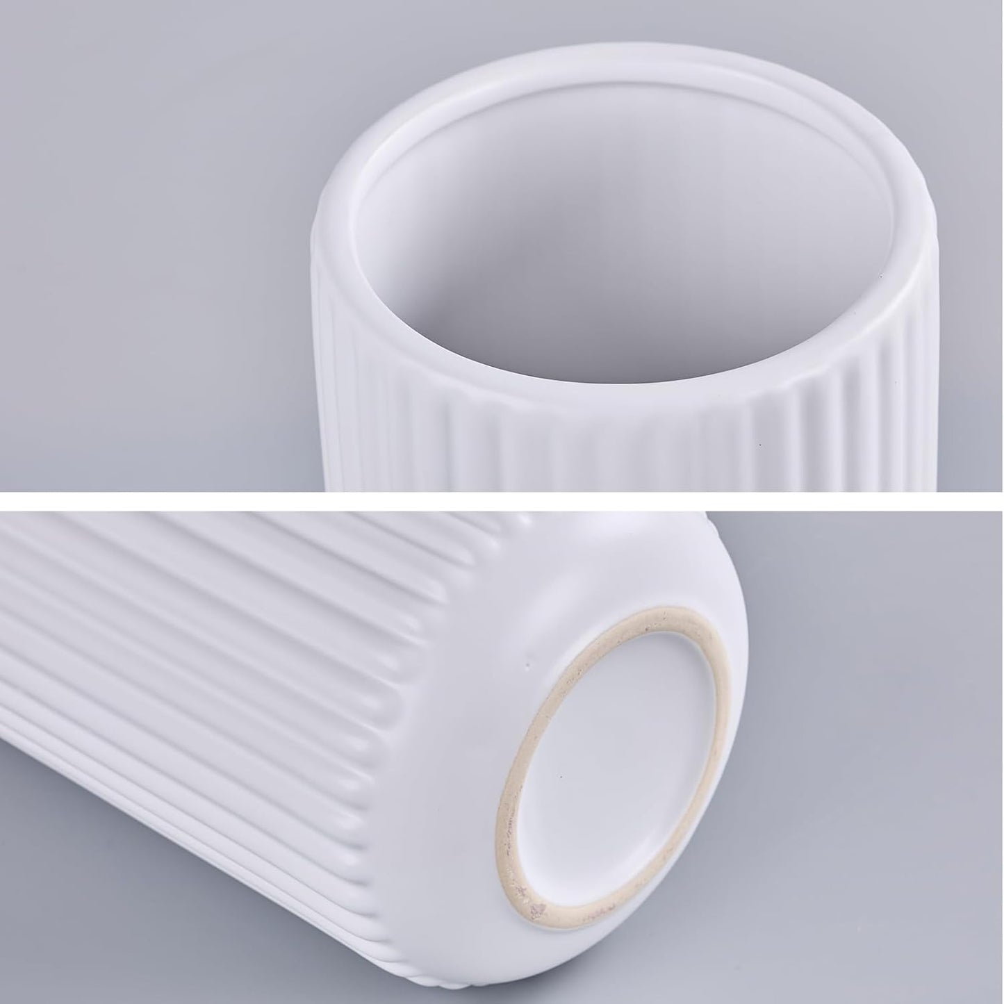 White Ceramic Flower Vase for Pampas Grass / Ceramic White / 8 Inch
