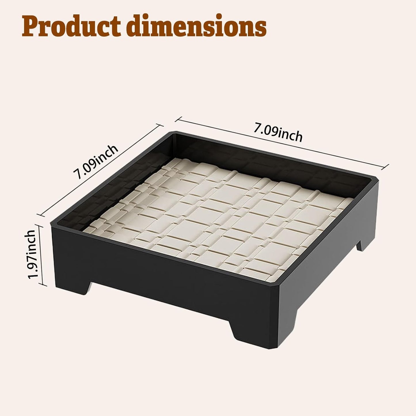 7- Square Decorative Tray / Black + White Mat