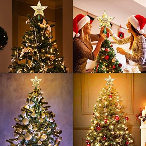 ODEETRONIC Silver 3D Christmas Star Tree Topper, 9.5" Double Sided Lighted